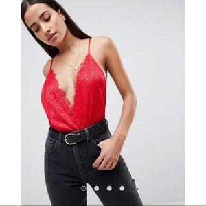 ASOS Lace Top Bodysuit w Strappy Back